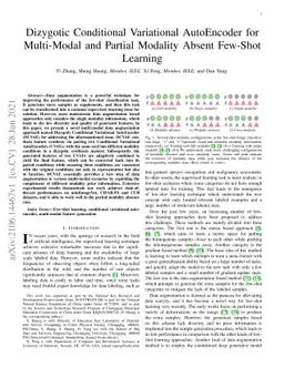 Dizygotic Conditional Variational AutoEncoder for Multi-Modal and
  Partial Modality Absent Few-Shot Learning