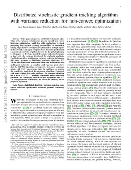 Distributed stochastic gradient tracking algorithm with variance
  reduction for non-convex optimization