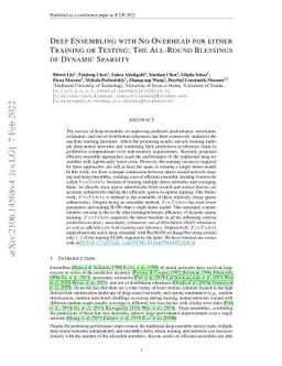 Deep Ensembling with No Overhead for either Training or Testing: The
  All-Round Blessings of Dynamic Sparsity