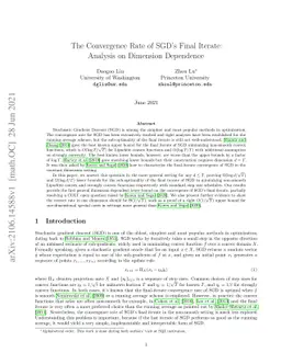 The Convergence Rate of SGD's Final Iterate: Analysis on Dimension
  Dependence