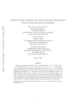 Adaptive greedy algorithm for moderately large dimensions in kernel
  conditional density estimation