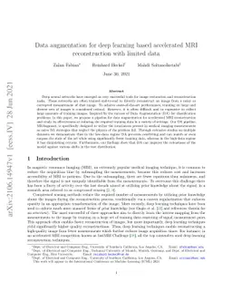 Data augmentation for deep learning based accelerated MRI reconstruction
  with limited data