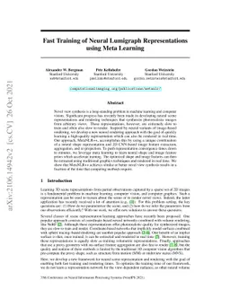 Fast Training of Neural Lumigraph Representations using Meta Learning