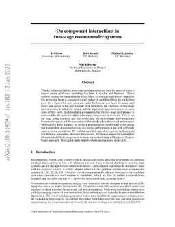 On component interactions in two-stage recommender systems