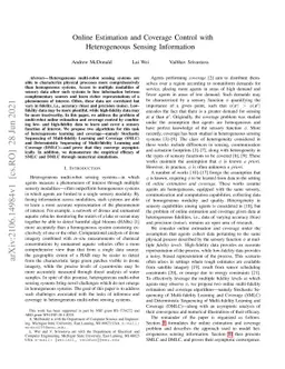 Online Estimation and Coverage Control with Heterogeneous Sensing
  Information