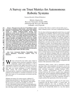 A Survey on Trust Metrics for Autonomous Robotic Systems