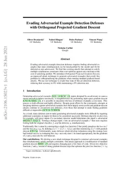 Evading Adversarial Example Detection Defenses with Orthogonal Projected
  Gradient Descent