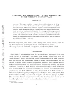 Axiomatic and Probabilistic Foundations for the Hodge-Theoretic Shapley Value