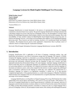 Language Lexicons for Hindi-English Multilingual Text Processing