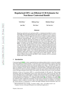 Regularized OFU: an Efficient UCB Estimator forNon-linear Contextual
  Bandit