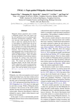 TWAG: A Topic-Guided Wikipedia Abstract Generator