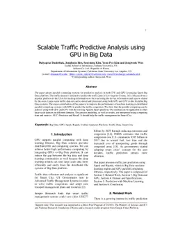 Scalable Traffic Predictive Analysis using GPU in Big Data