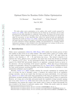 Optimal Rates for Random Order Online Optimization