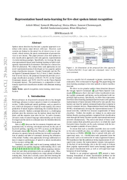 Representation based meta-learning for few-shot spoken intent
  recognition