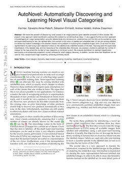 AutoNovel: Automatically Discovering and Learning Novel Visual
  Categories
