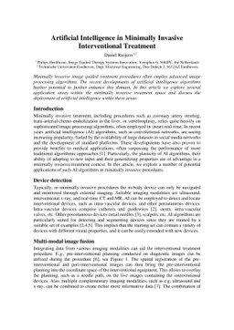 Artificial Intelligence in Minimally Invasive Interventional Treatment