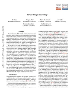 Privacy Budget Scheduling