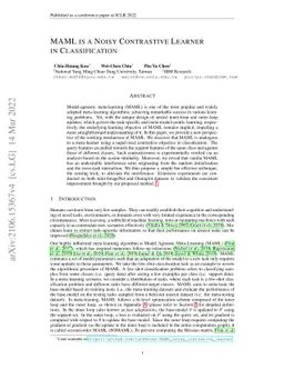 MAML is a Noisy Contrastive Learner in Classification