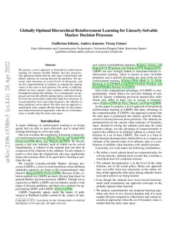 Globally Optimal Hierarchical Reinforcement Learning for
  Linearly-Solvable Markov Decision Processes