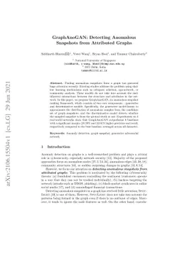 GraphAnoGAN: Detecting Anomalous Snapshots from Attributed Graphs