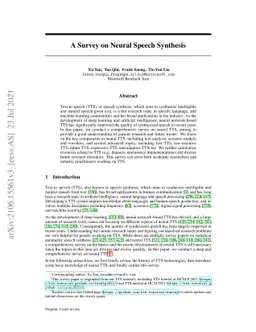 A Survey on Neural Speech Synthesis