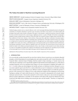 The Values Encoded in Machine Learning Research