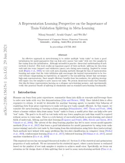 A Representation Learning Perspective on the Importance of
  Train-Validation Splitting in Meta-Learning