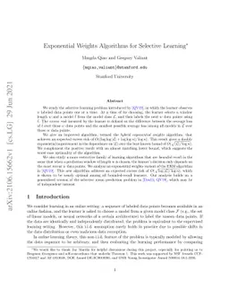 Exponential Weights Algorithms for Selective Learning