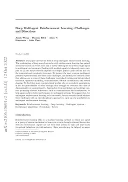 Deep Multiagent Reinforcement Learning: Challenges and Directions