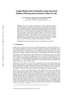 Legged Robot State Estimation using Invariant Kalman Filtering and
  Learned Contact Events