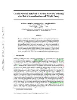 On the Periodic Behavior of Neural Network Training with Batch
  Normalization and Weight Decay