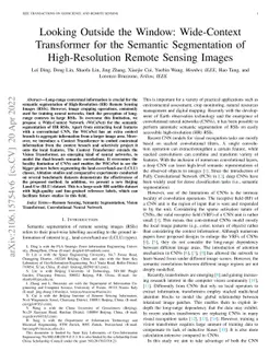 Looking Outside the Window: Wide-Context Transformer for the Semantic
  Segmentation of High-Resolution Remote Sensing Images