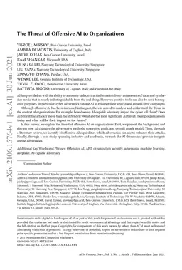 The Threat of Offensive AI to Organizations