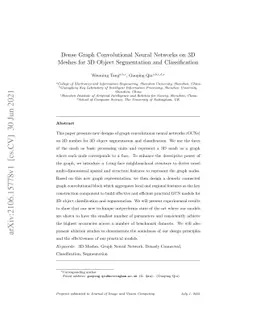 Dense Graph Convolutional Neural Networks on 3D Meshes for 3D Object
  Segmentation and Classification