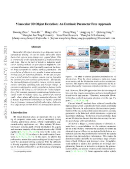 Monocular 3D Object Detection: An Extrinsic Parameter Free Approach