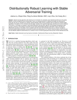 Distributionally Robust Learning with Stable Adversarial Training