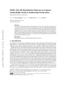 O2D2: Out-Of-Distribution Detector to Capture Undecidable Trials in
  Authorship Verification