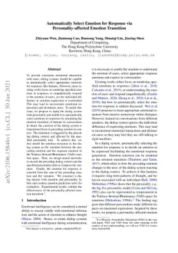 Automatically Select Emotion for Response via Personality-affected
  Emotion Transition