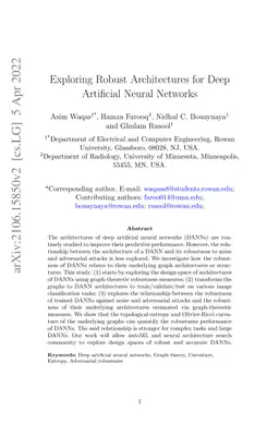 Exploring Robust Architectures for Deep Artificial Neural Networks