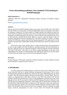 Genre determining prediction: Non-standard TAM marking in football
  language