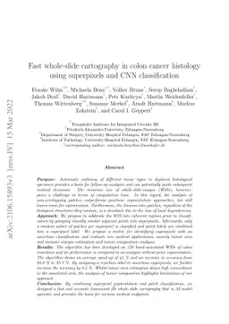Fast whole-slide cartography in colon cancer histology using superpixels
  and CNN classification