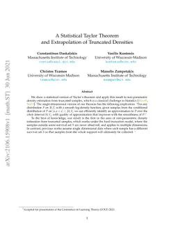 A Statistical Taylor Theorem and Extrapolation of Truncated Densities