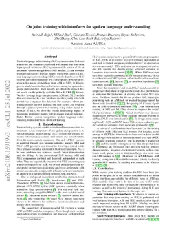 On joint training with interfaces for spoken language understanding