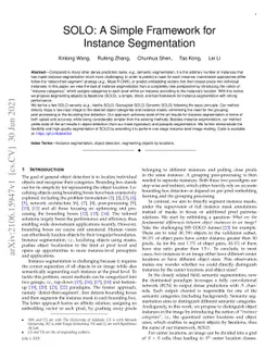 SOLO: A Simple Framework for Instance Segmentation