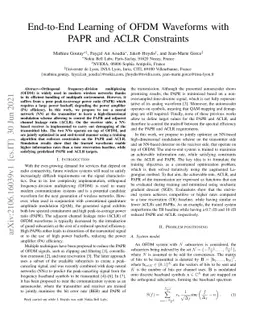 End-to-End Learning of OFDM Waveforms with PAPR and ACLR Constraints