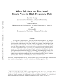 When Frictions are Fractional: Rough Noise in High-Frequency Data