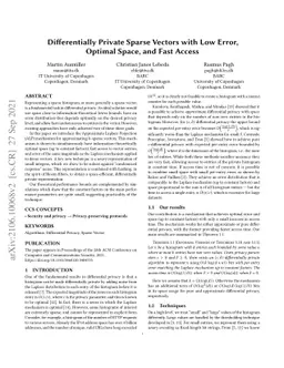 Differentially Private Sparse Vectors with Low Error, Optimal Space, and
  Fast Access