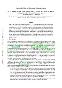 Subjective Bias in Abstractive Summarization