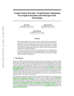 Graph Context Encoder: Graph Feature Inpainting for Graph Generation and
  Self-supervised Pretraining