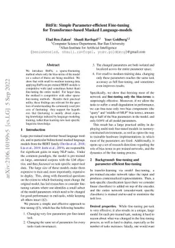 BitFit: Simple Parameter-efficient Fine-tuning for Transformer-based
  Masked Language-models